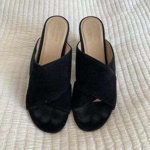 Cole Haan Women's Gabby Block Heel Sandal - Black Suede, Size 8.5